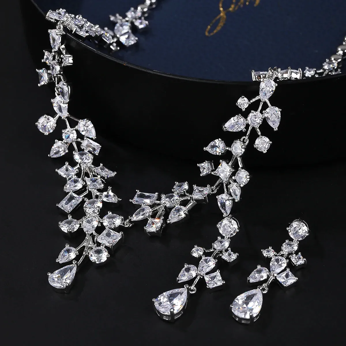 High Quality Elegant CZ Necklace And Earrings Jewelry Set, European Jewelry Bridal Wedding Party, Dress Accessories CN10418