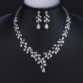 High Quality Elegant CZ Necklace And Earrings Jewelry Set, European Jewelry Bridal Wedding Party, Dress Accessories CN10418