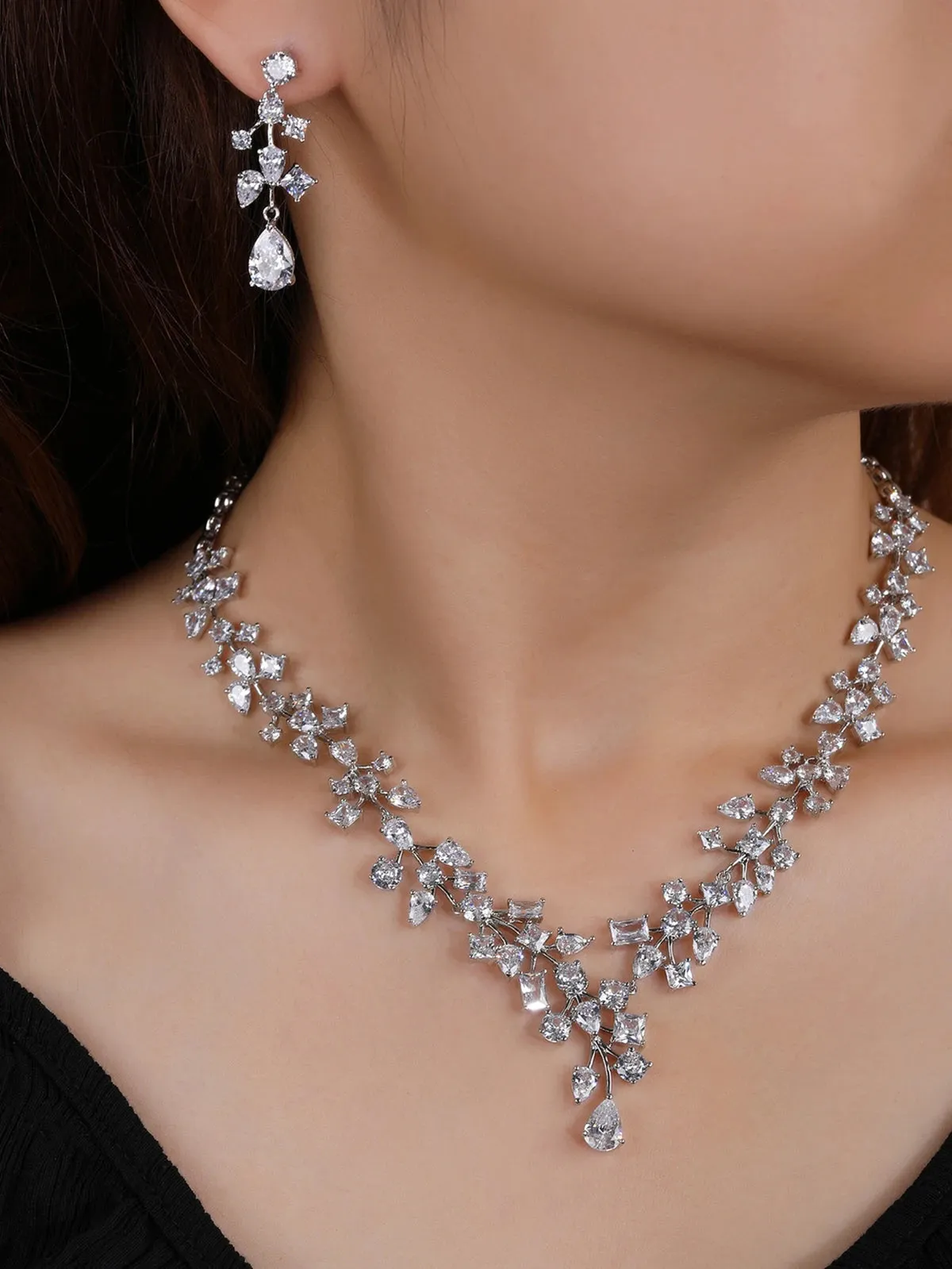 High Quality Elegant CZ Necklace And Earrings Jewelry Set, European Jewelry Bridal Wedding Party, Dress Accessories CN10418