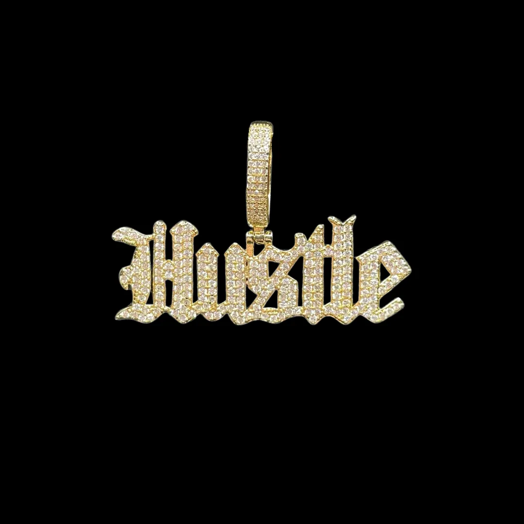 Hustle Iced Out Letter Diamond Pendant Necklace