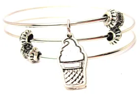 Ice Cream Cone Triple Style Expandable Bangle Bracelet