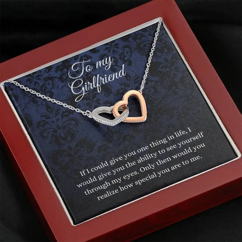 Interlocking Hearts, Necklace To My Girlfriend, Gift For Girlfriend Birthday, Girlfriend Jewelry