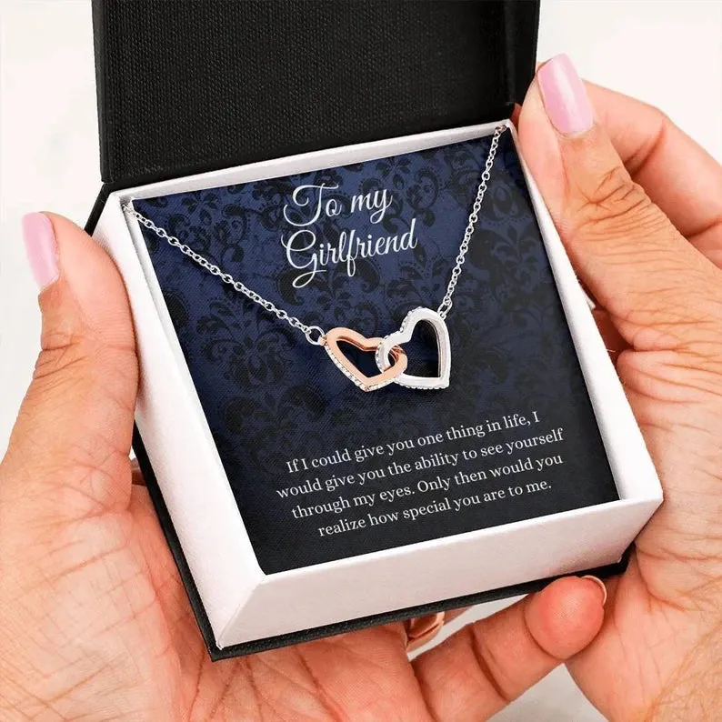 Interlocking Hearts, Necklace To My Girlfriend, Gift For Girlfriend Birthday, Girlfriend Jewelry