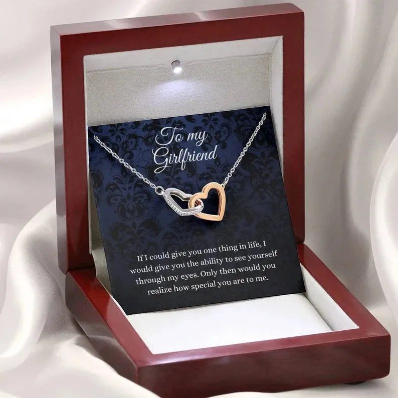 Interlocking Hearts, Necklace To My Girlfriend, Gift For Girlfriend Birthday, Girlfriend Jewelry