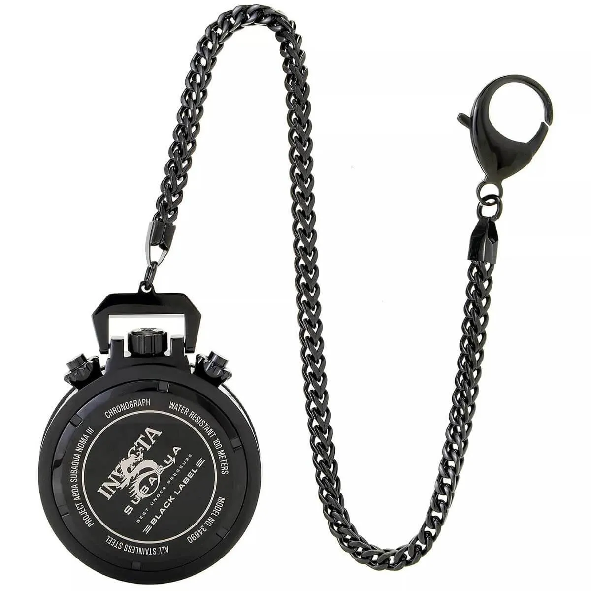 Invicta Men's Chronograph Pocket Watch - Subaqua Noma III Black SS Chain | 34690