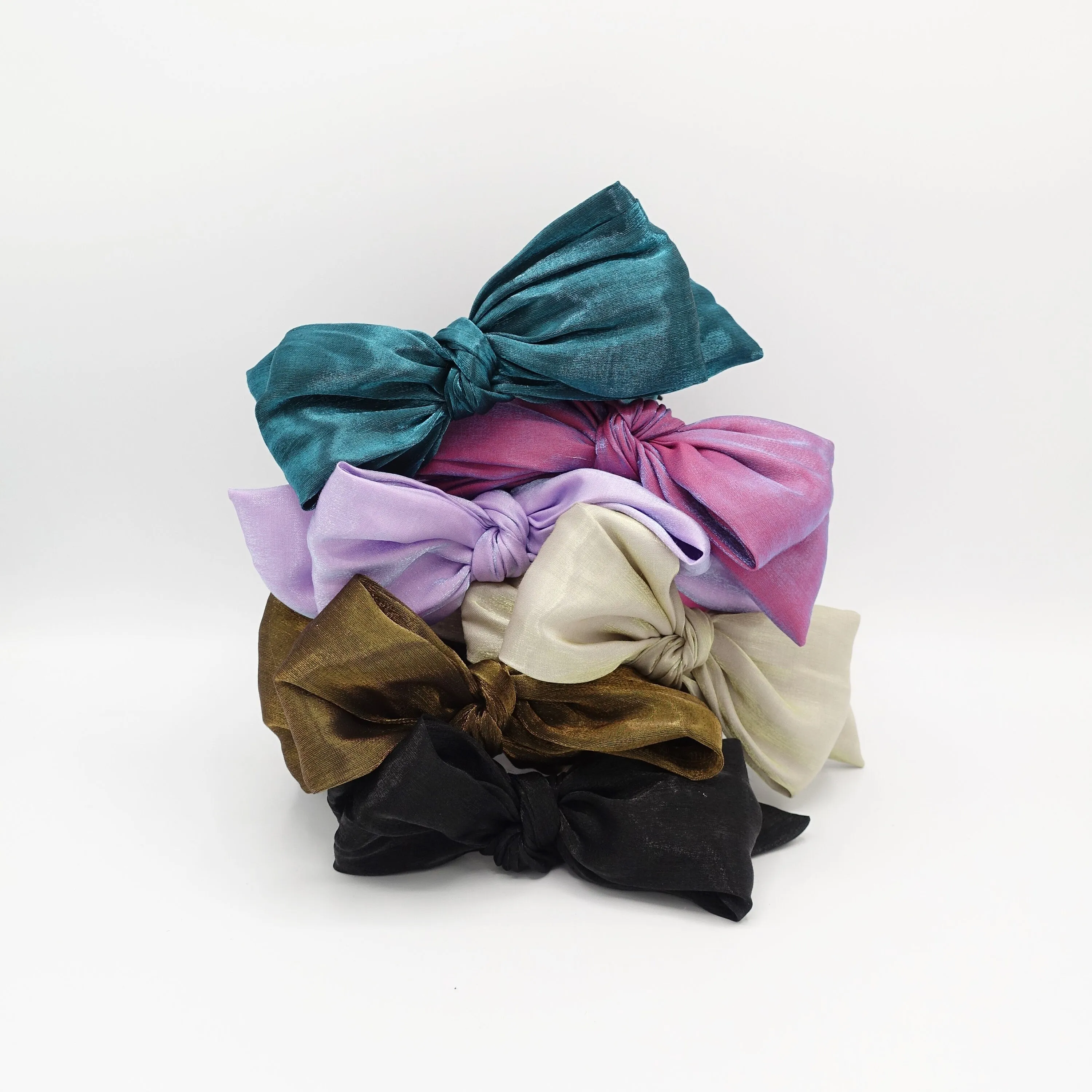 iridescent fabric  bow knot headband  pretty color hairband for women