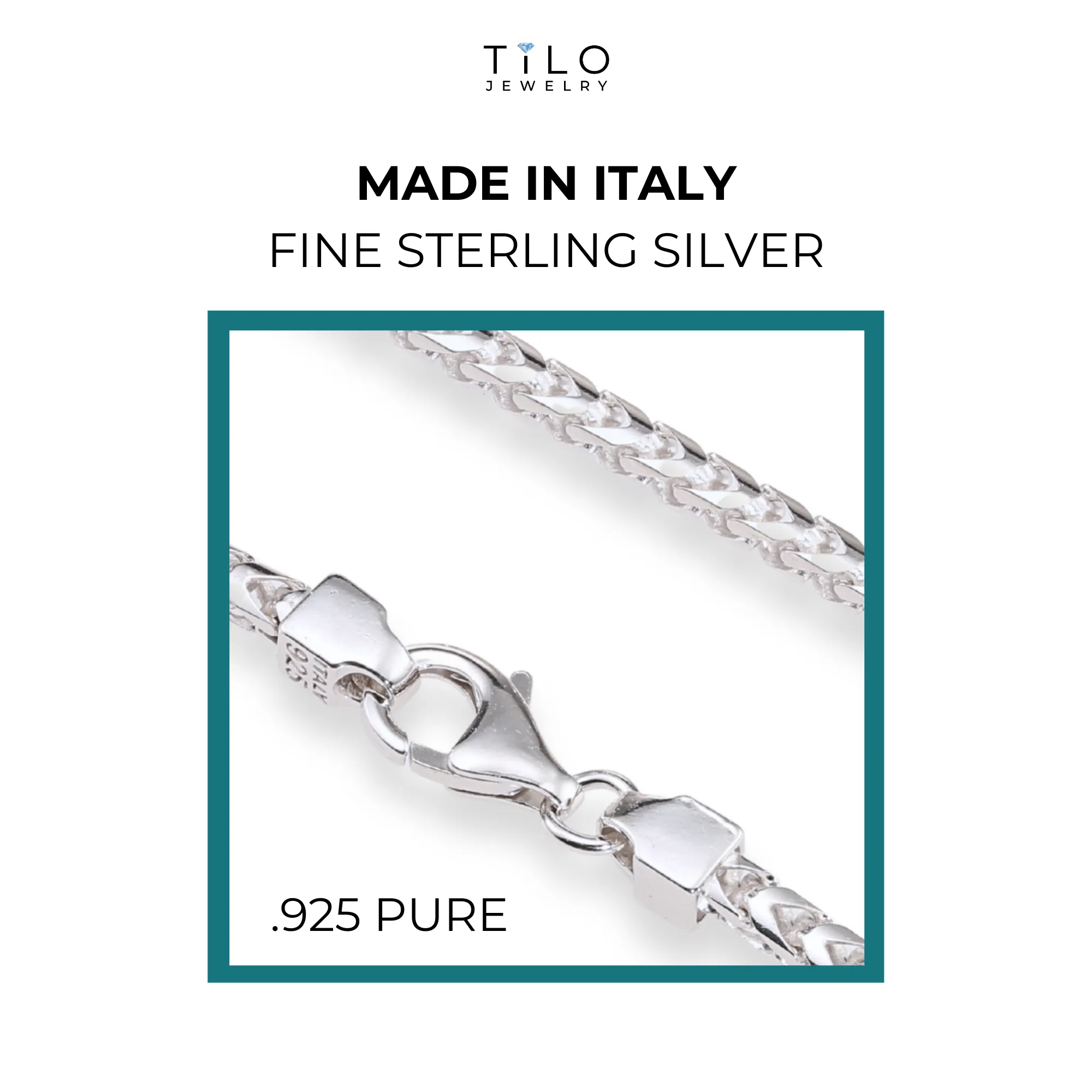 Italian Franco Chains Made In Solid 925 Sterling Silver, With Secure Lobster Lock