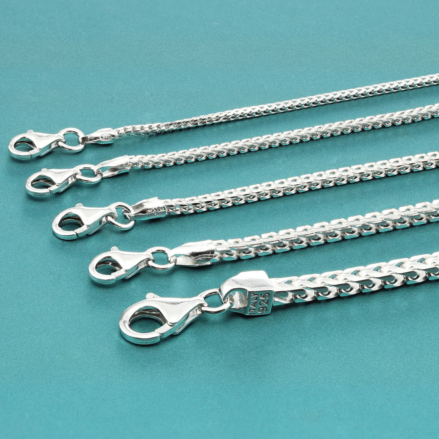 Italian Franco Chains Made In Solid 925 Sterling Silver, With Secure Lobster Lock