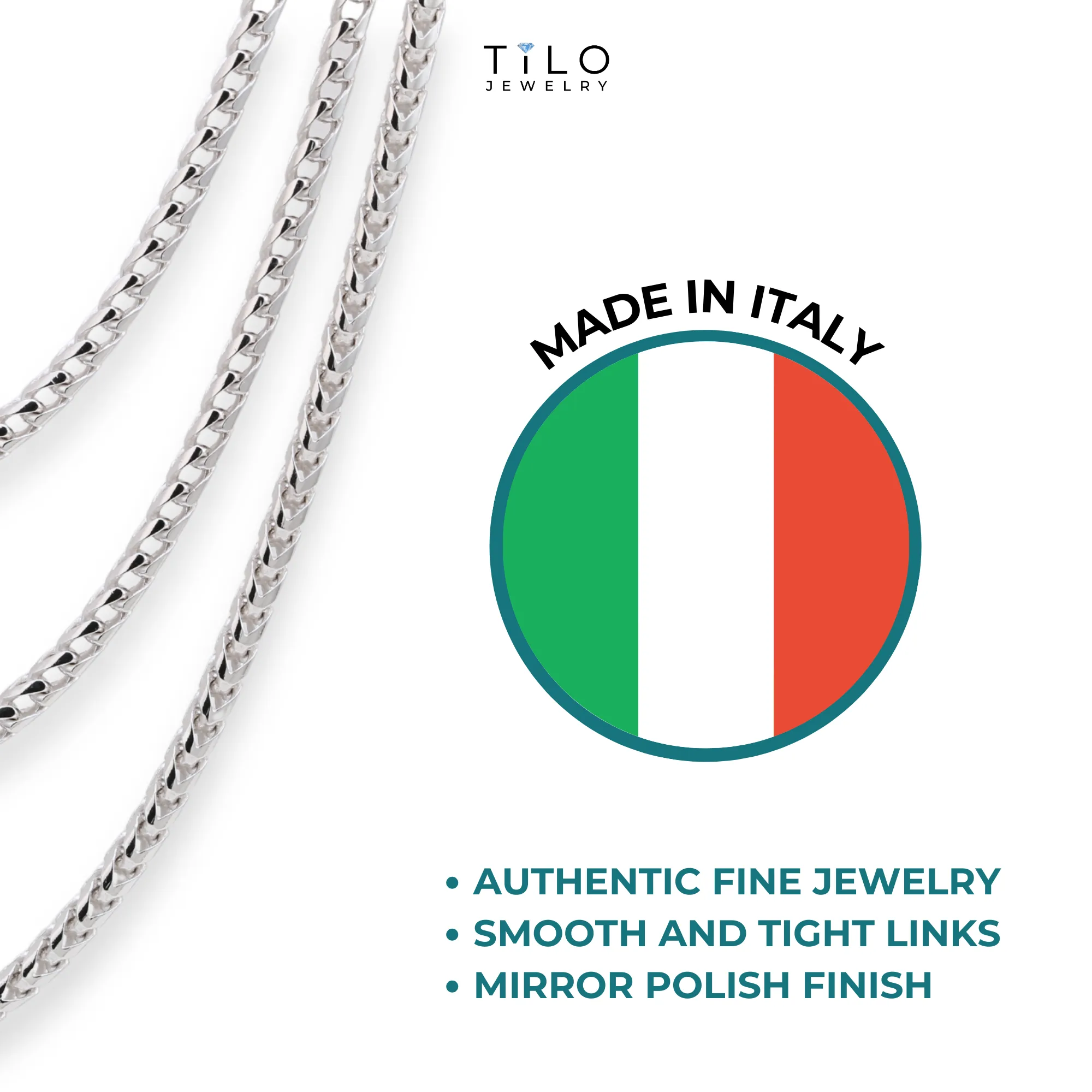 Italian Franco Chains Made In Solid 925 Sterling Silver, With Secure Lobster Lock