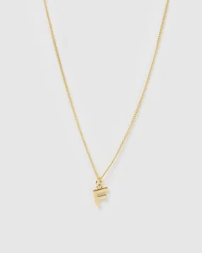 Izoa Alphabet Letter F Necklace Gold