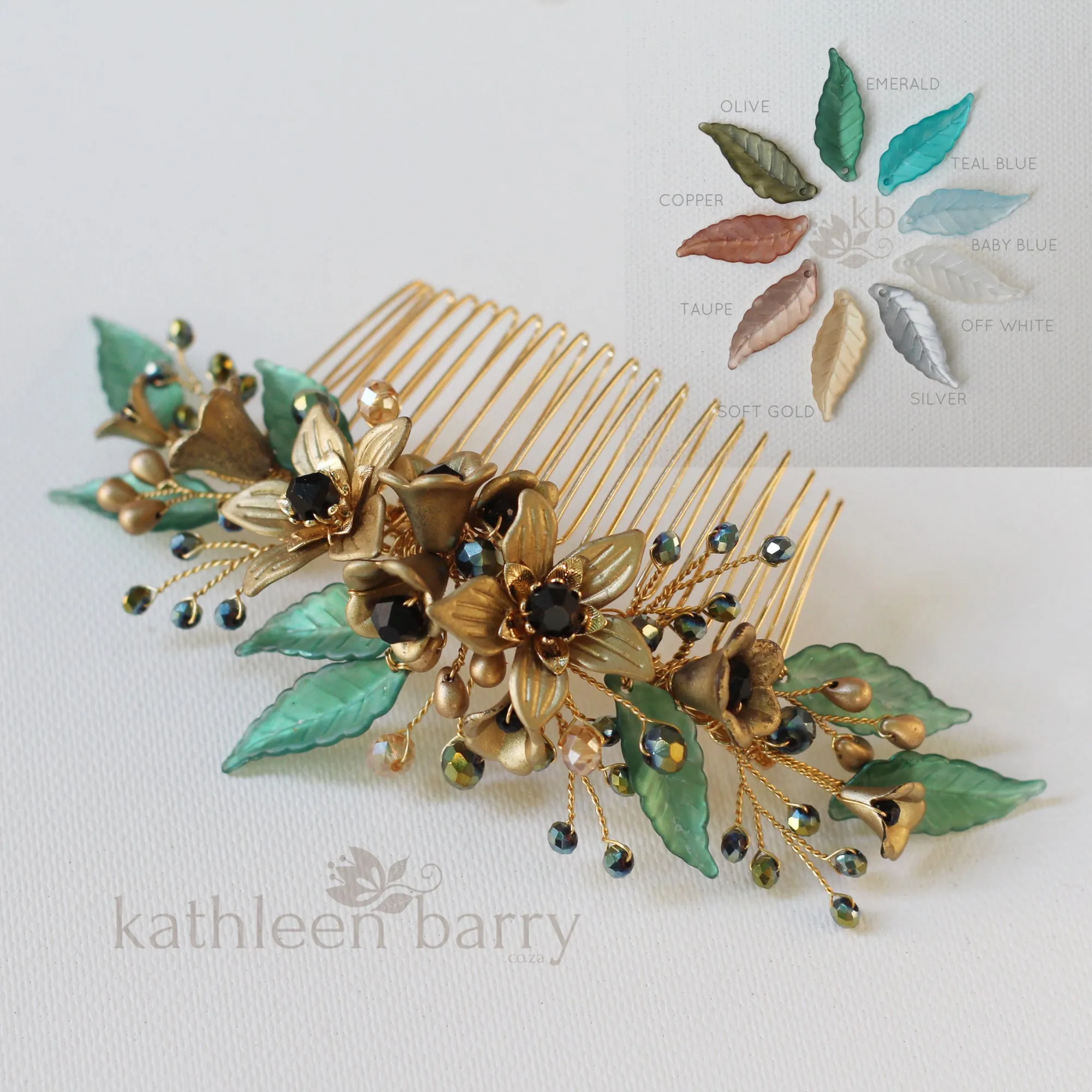 Jacqueline foliage and floral hair comb - Color options available