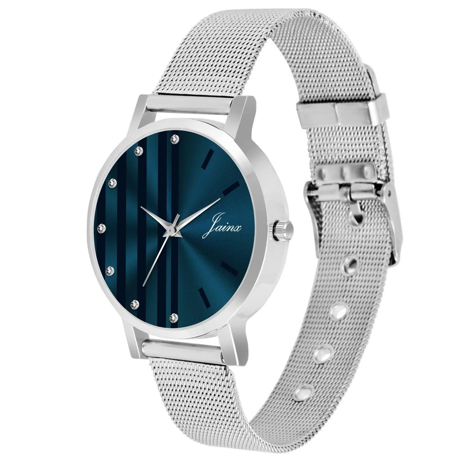 Jainx JW688 Blue Dial Steel Mesh Chain Analog Watch - For Women