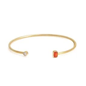 January Garnet Birthstone Bangle - Yellow Gold