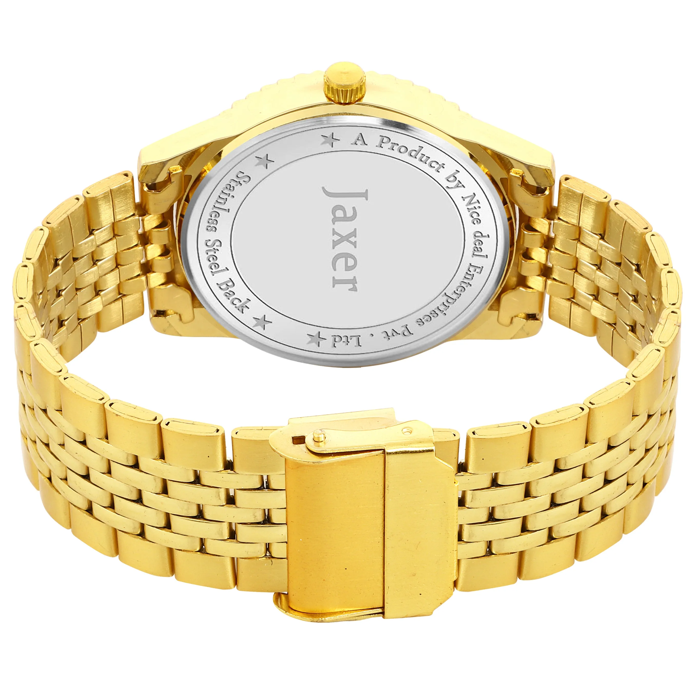 Jaxer Golden Dial Steel Chain Analog Wrist Watch for Men - JXRM2192