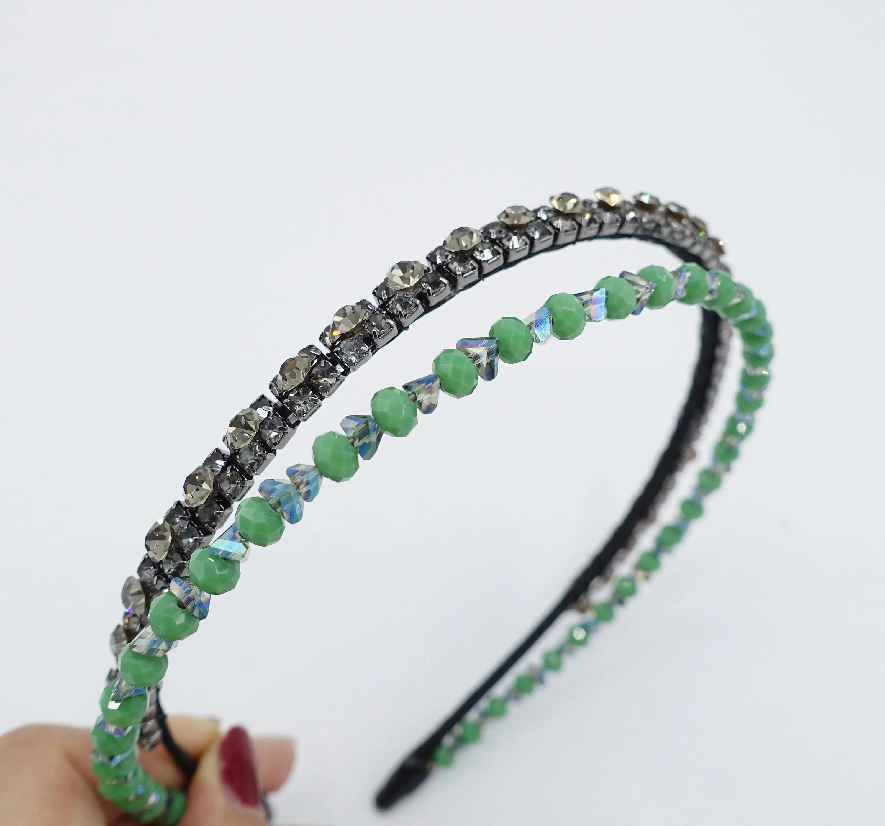 jeweled double headband rhinestone crystal embellished hairband women hair accessory