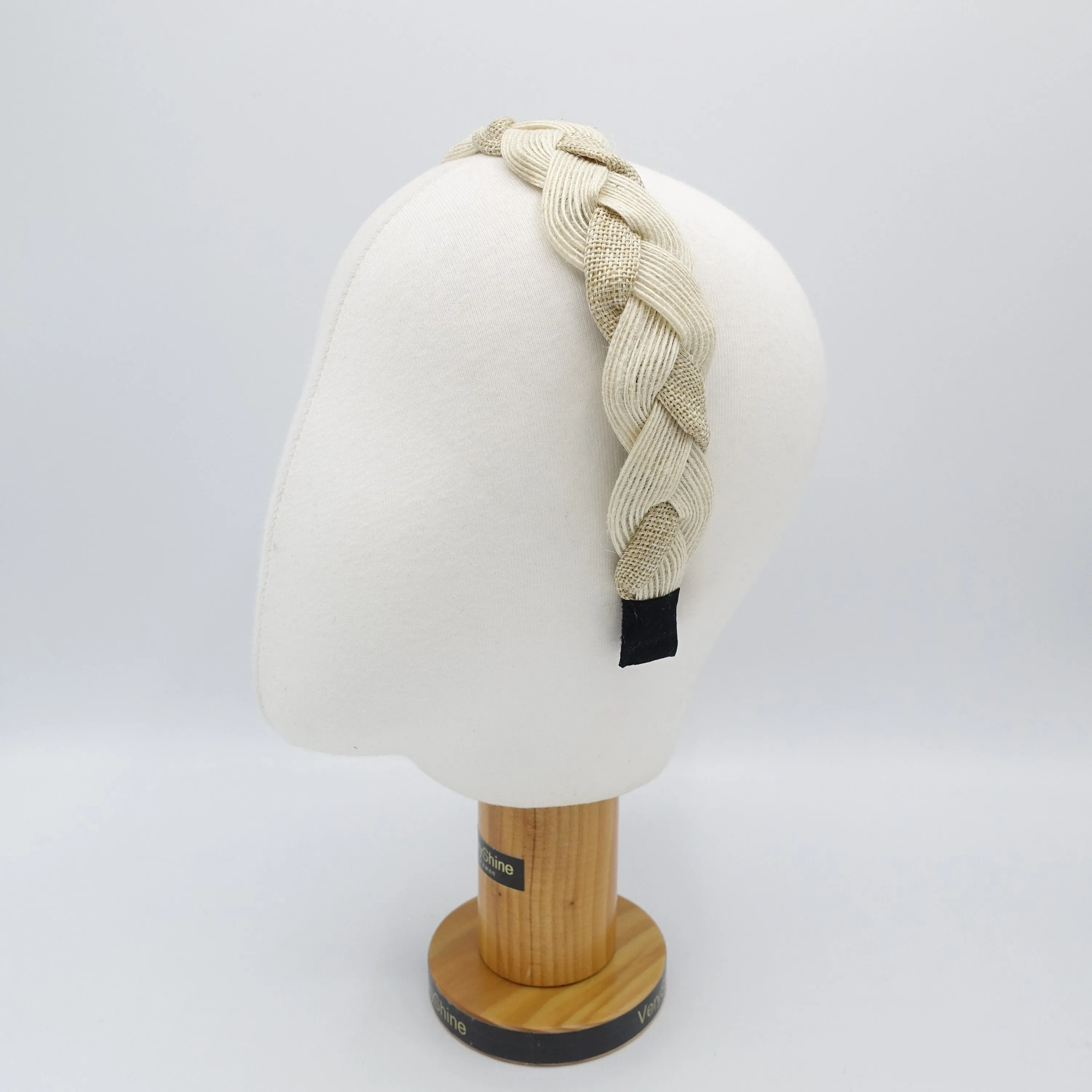 Jute linen braided headband  two tone natural hairband for women