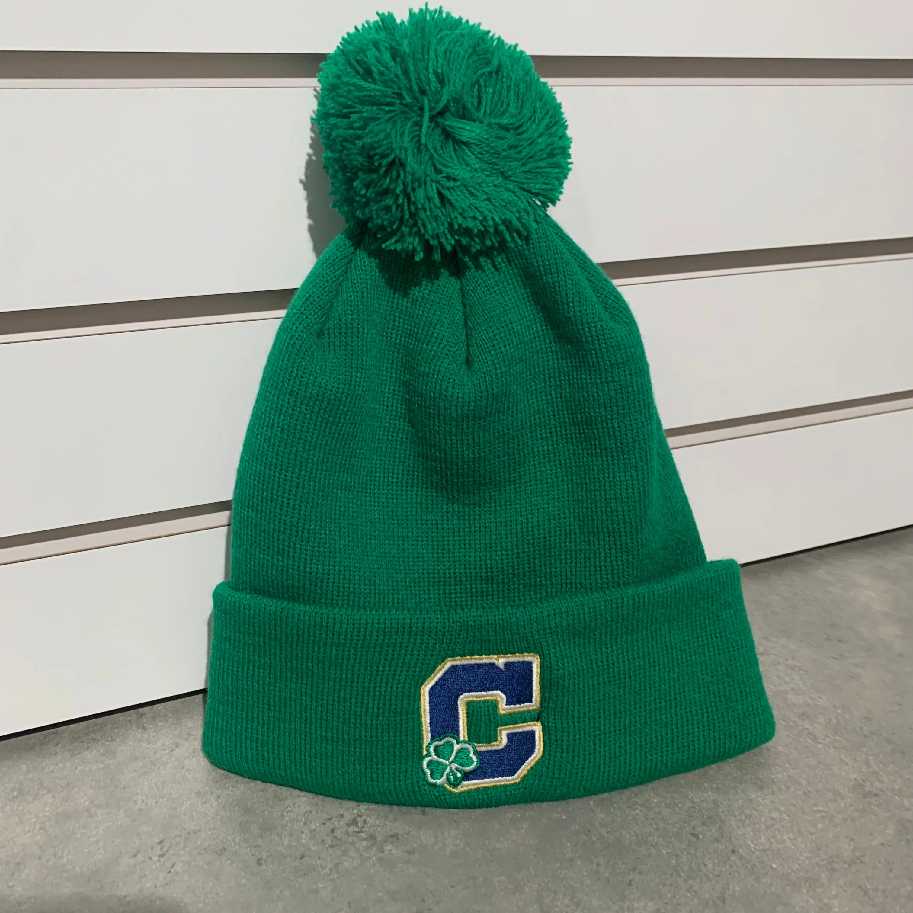 Kelly Green Pom Pom Beanie