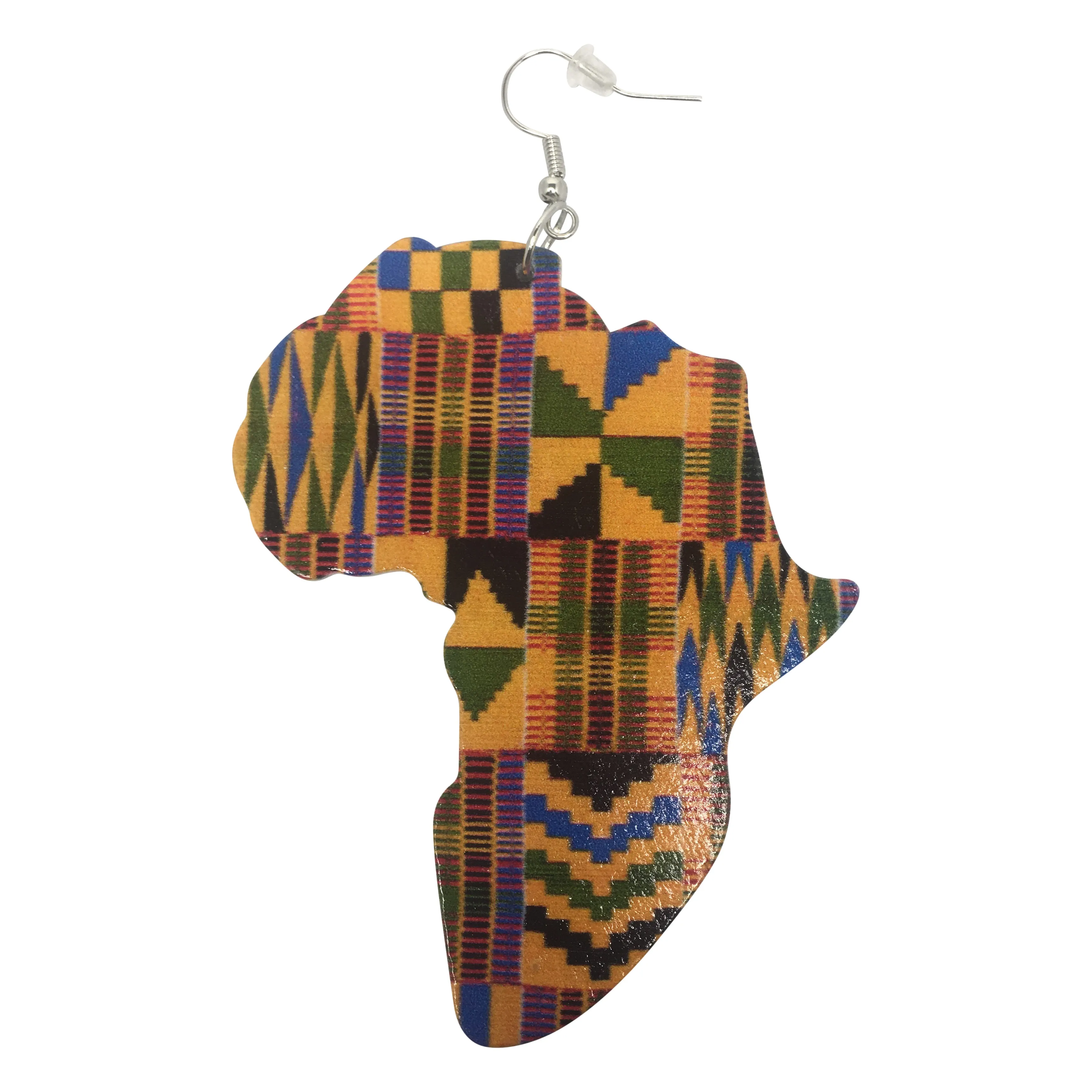 Kente Print Africa earrings | Africa shaped | African | Natural hair | Afrocentric | jewelry