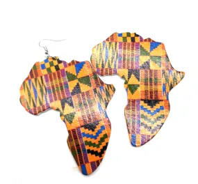 Kente Print Africa earrings | Africa shaped | African | Natural hair | Afrocentric | jewelry