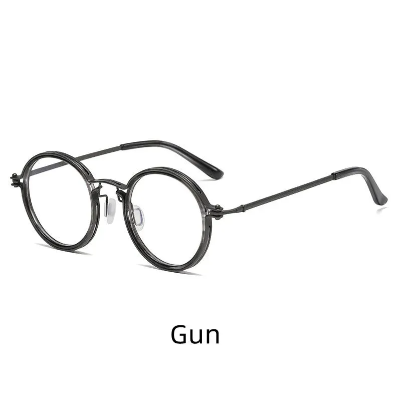 Kocolior Unisex Full Rim Round Acetate Alloy Hyperopic Reading Glasses 10749