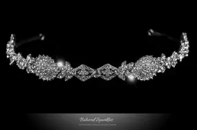 Kristy Art Deco Cluster Silver Headband | Swarovski Crystal