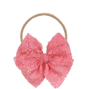 Lace Bow - Taffy Pink Headband