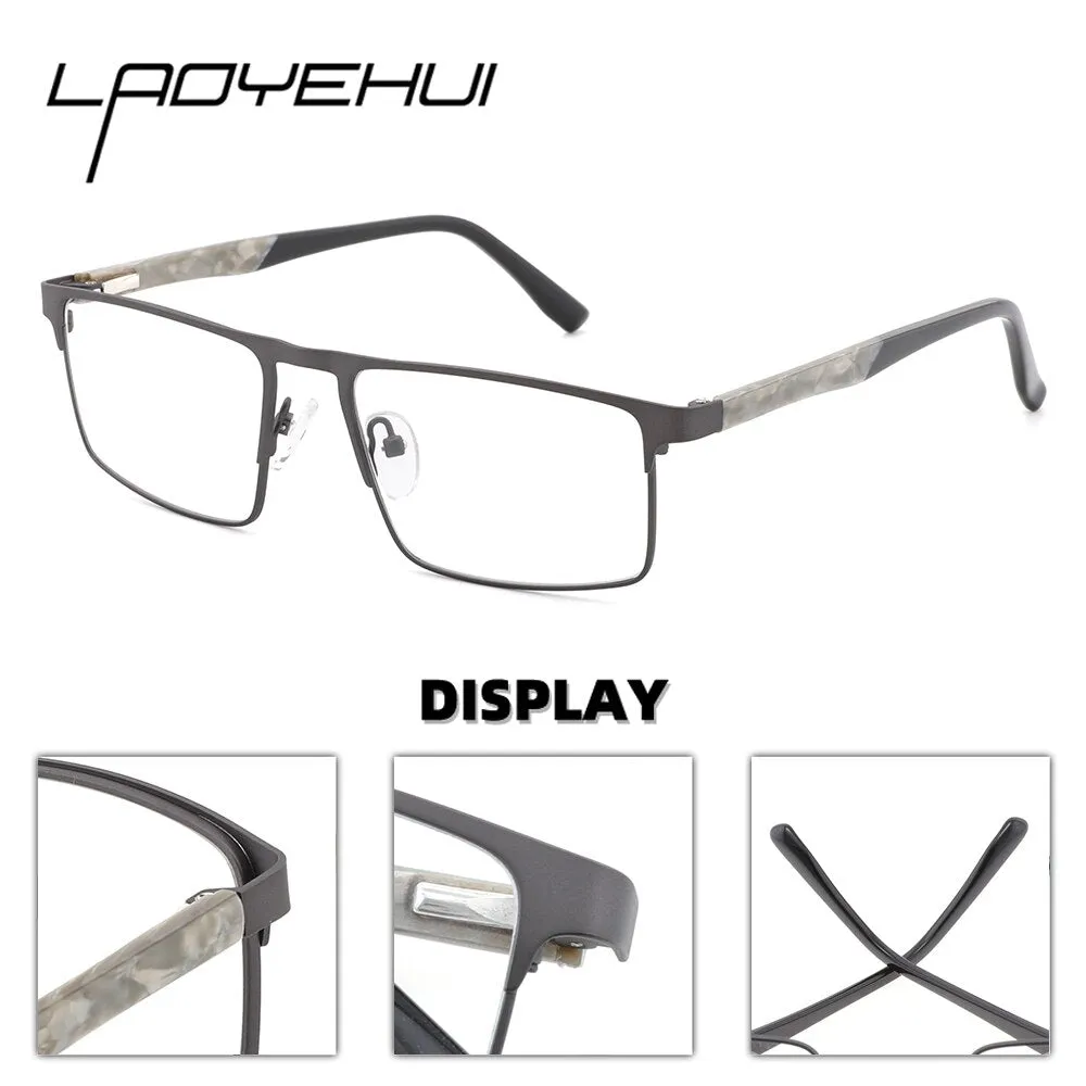 Laoyehui Men's Eyeglasses Square Alloy Reading Glasses 18407