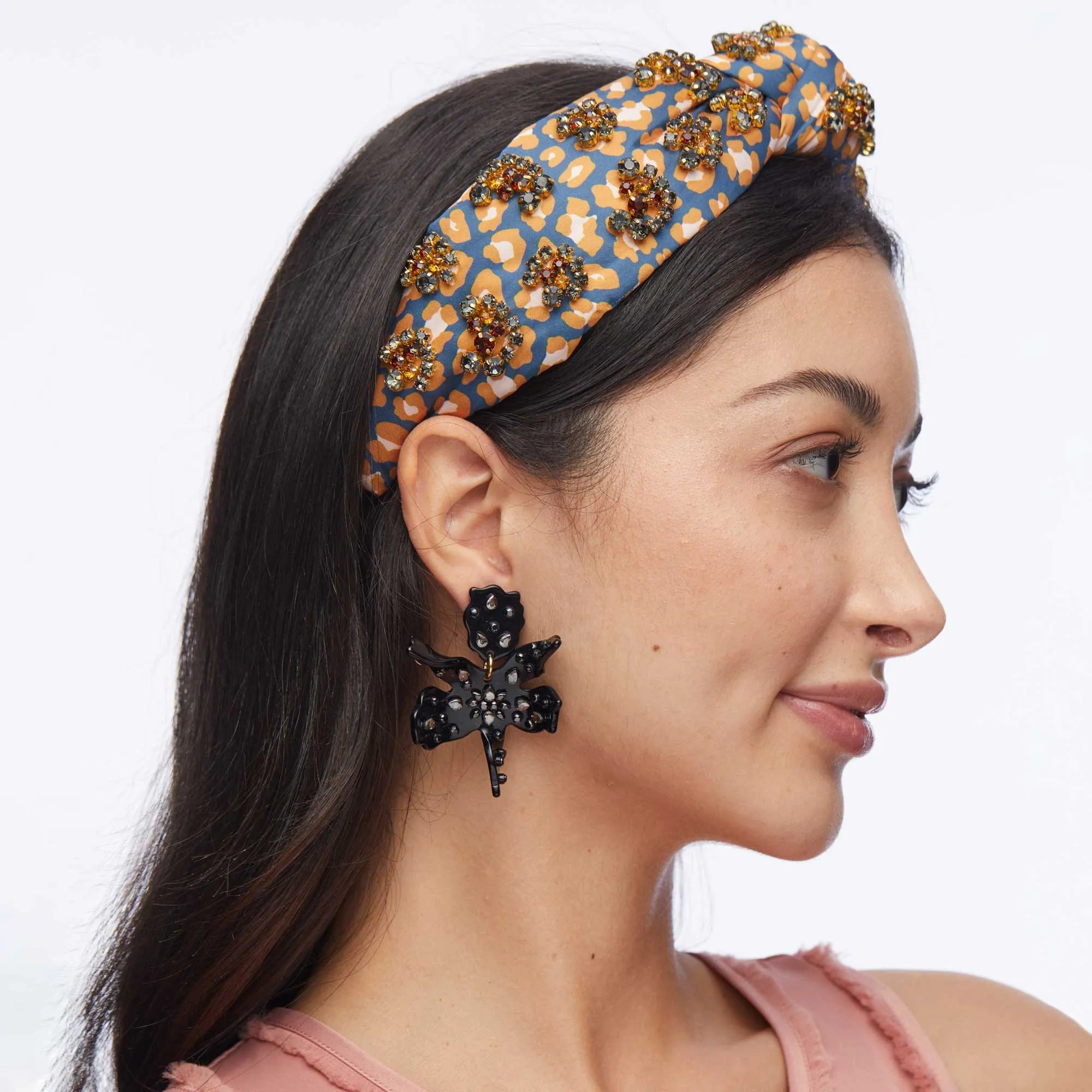 LEOPARD KNOTTED CRYSTAL HEADBAND