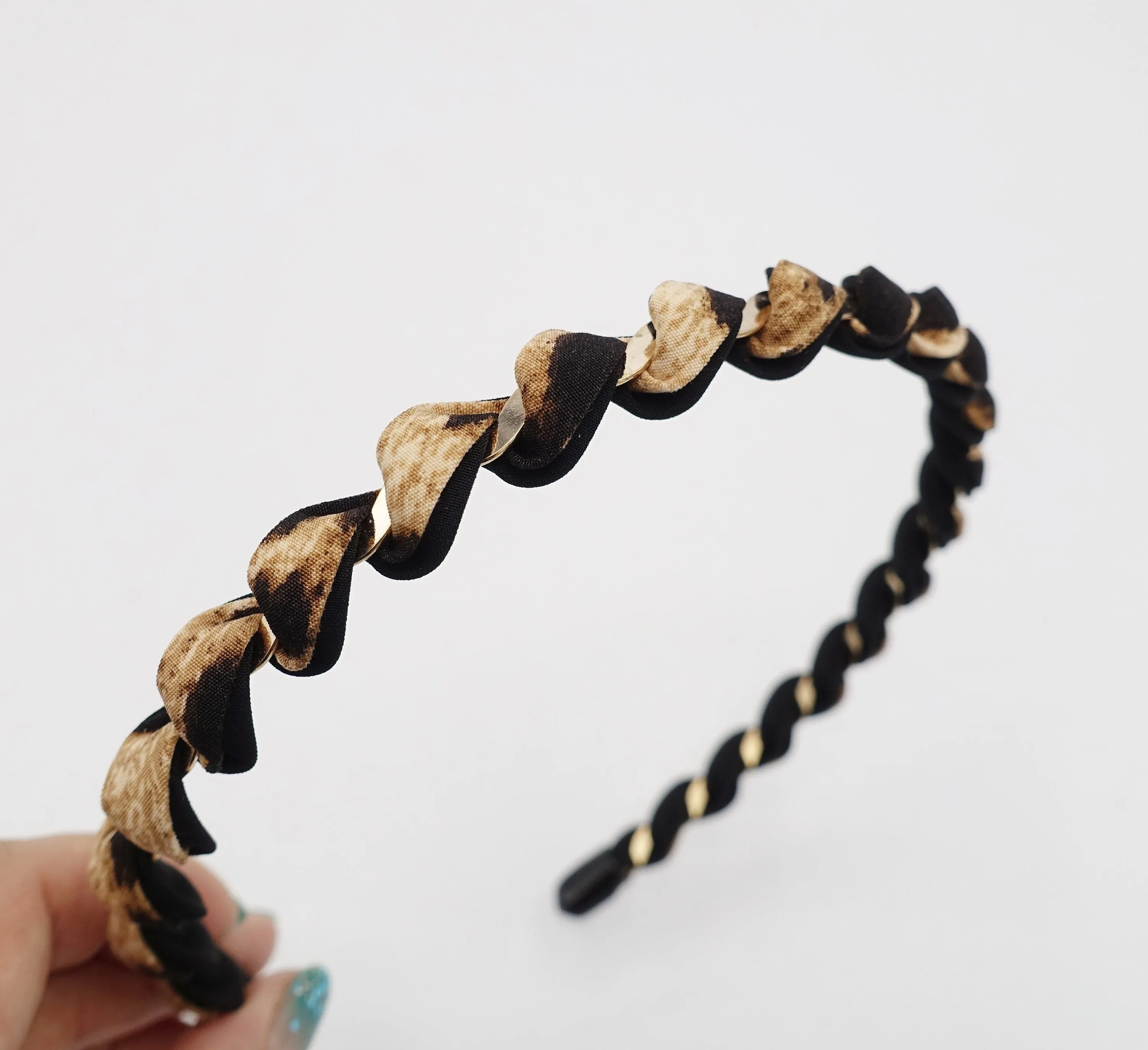 leopard print spiral wrap headband thin hairband women hair accessoryu