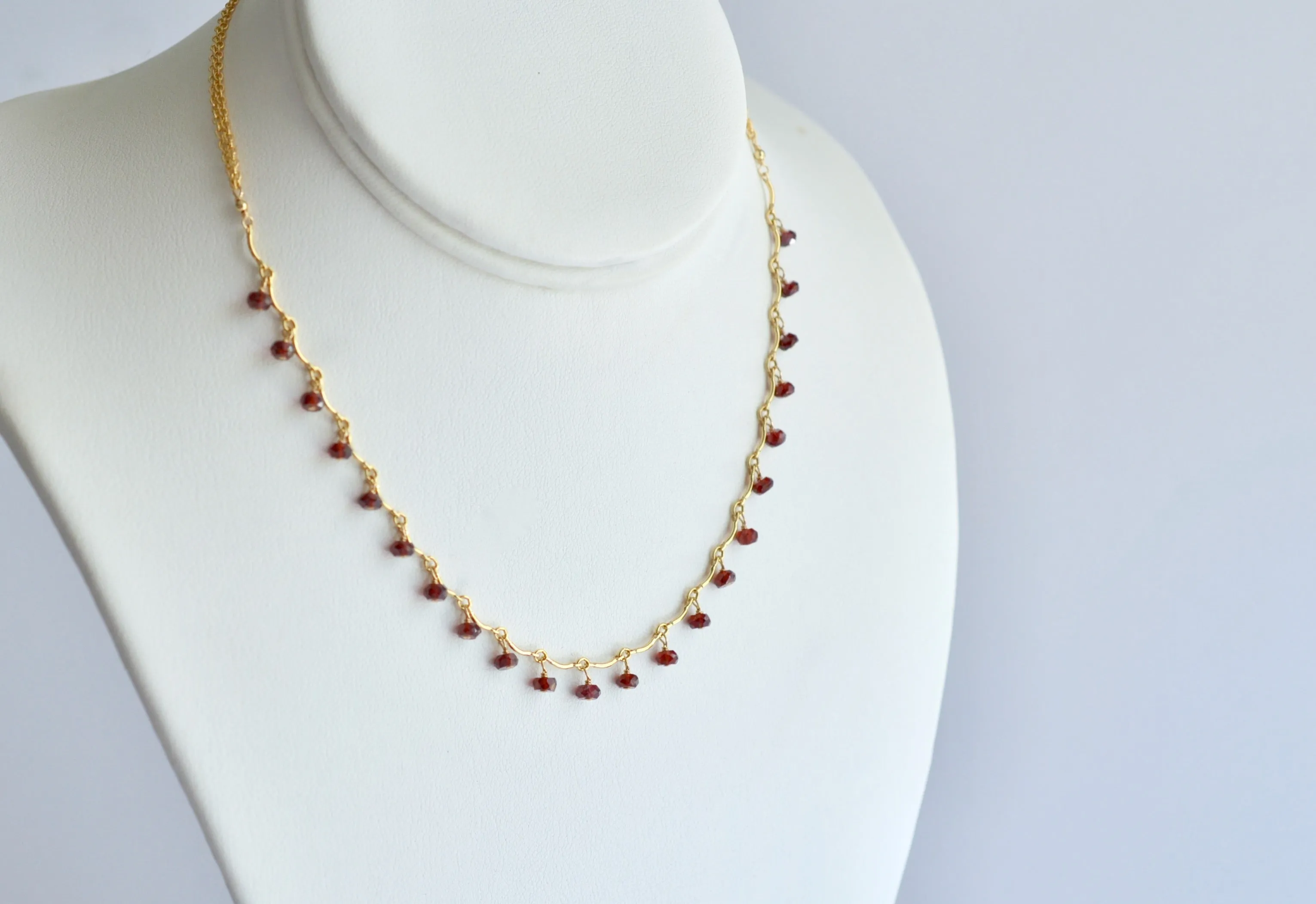 Leticia - Garnet, 14k Gold Filled Necklace