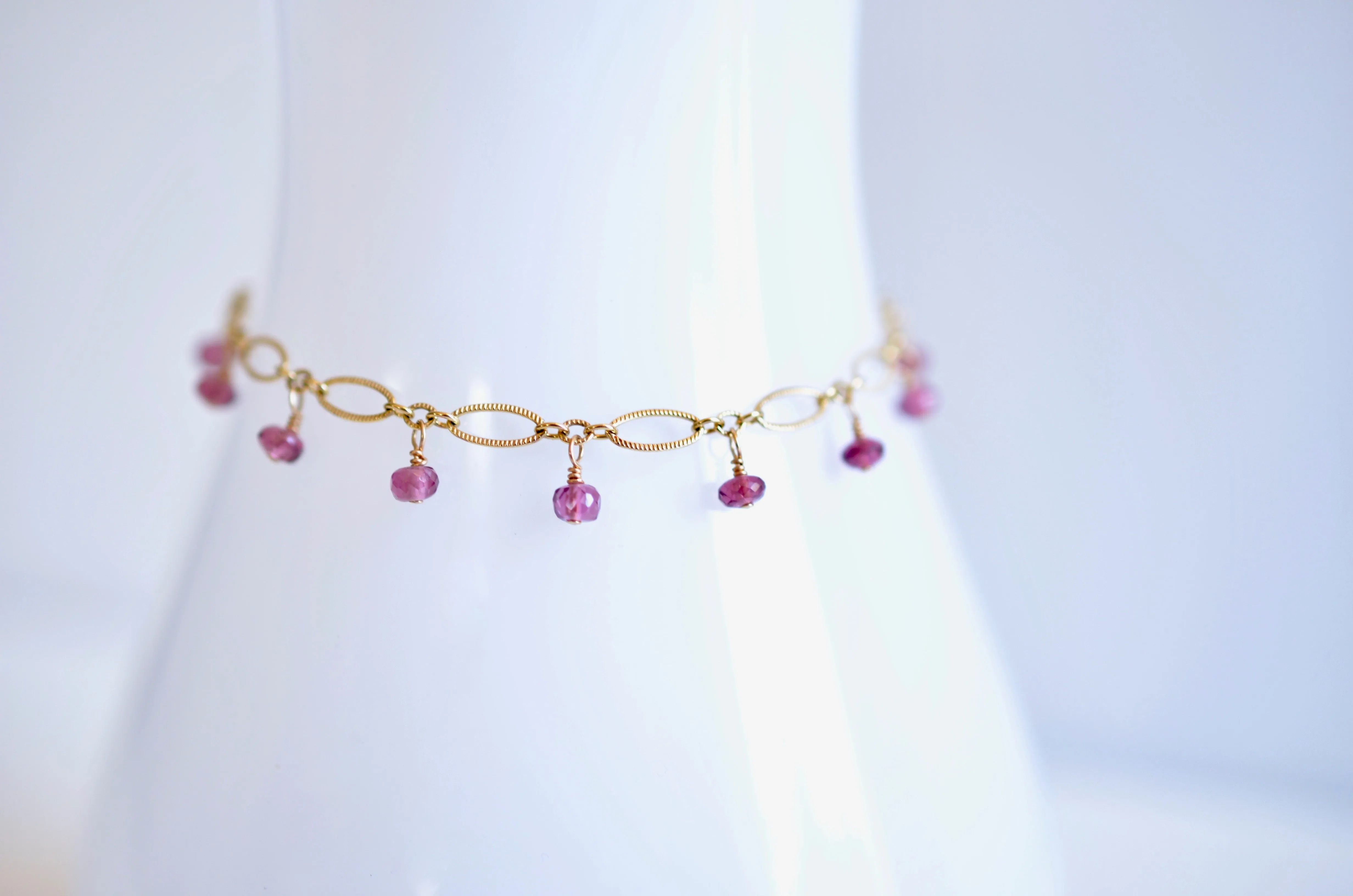 Lilibeth - Rhodolite Garnet, 14k Gold Filled Bracelet