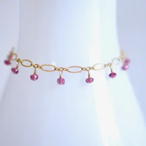 Lilibeth - Rhodolite Garnet, 14k Gold Filled Bracelet