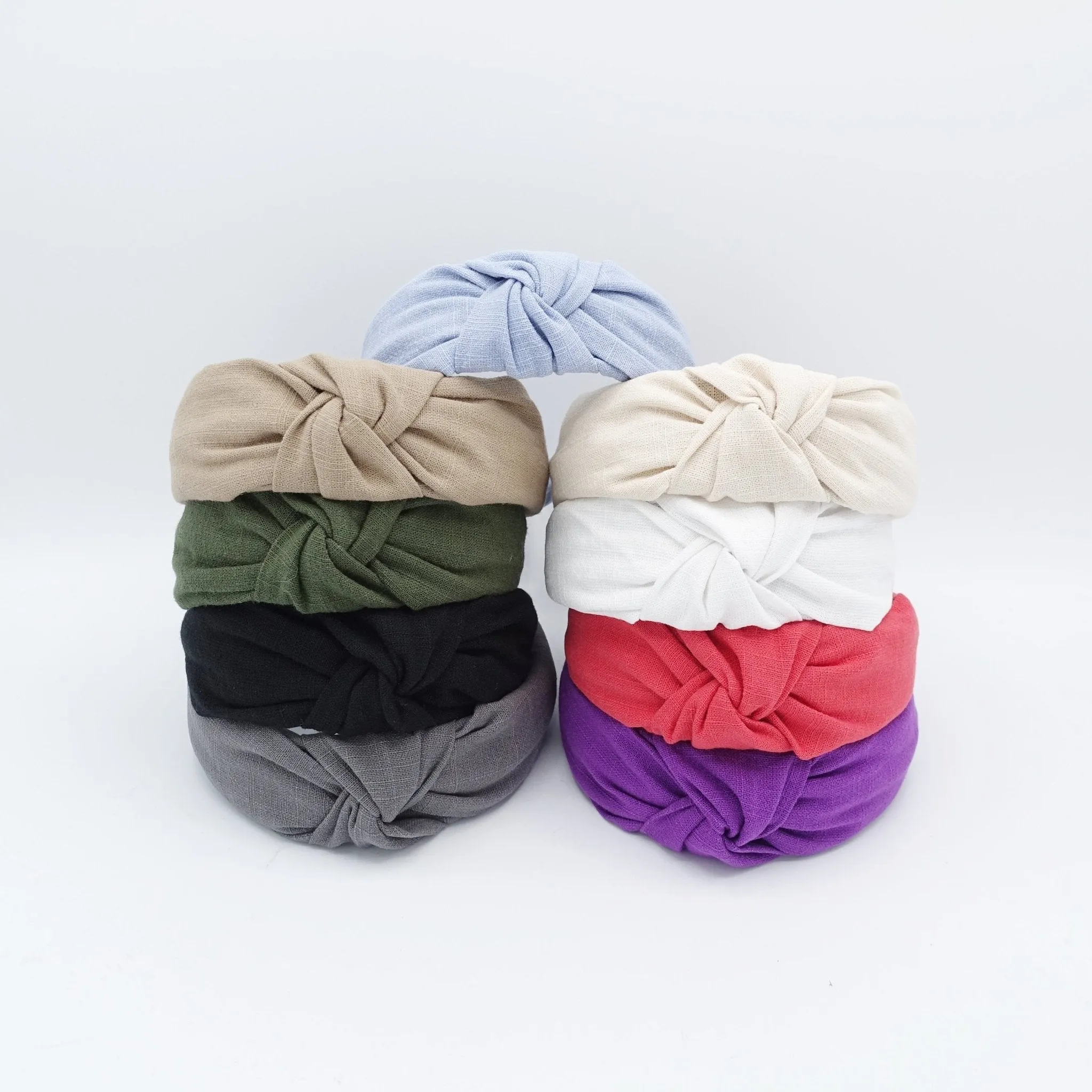 linen blend fabric top knot headband basic style hairband women hair accessory