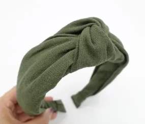 linen blend fabric top knot headband basic style hairband women hair accessory