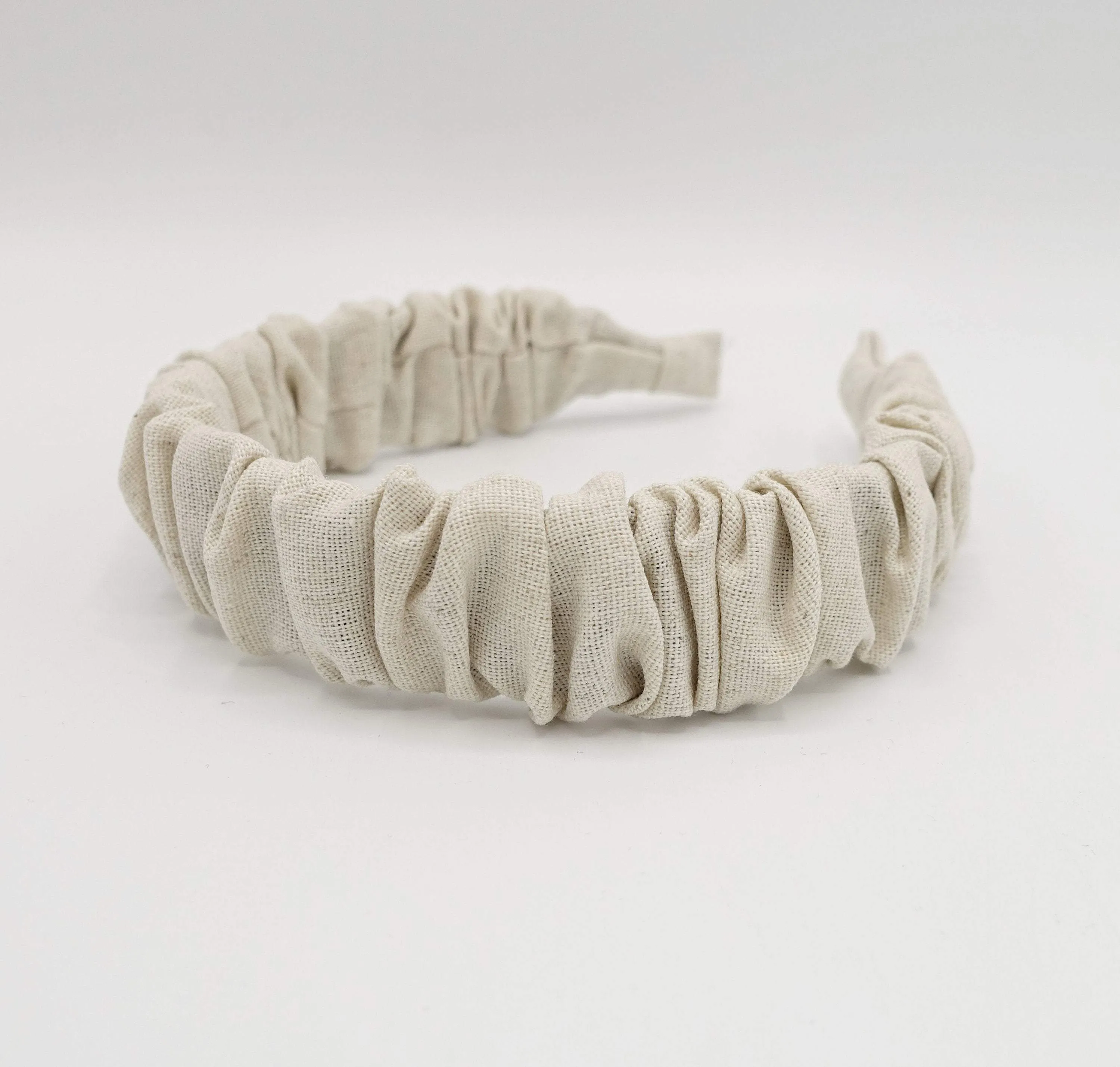 linen blend headband ruched hairband for women