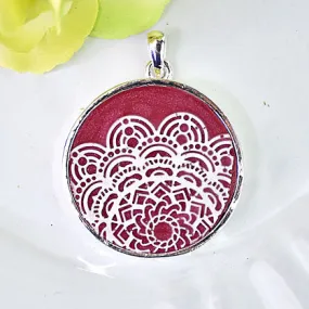 Liquid Sculpey® Garnet Metallic and Pearl Mandala Pendant