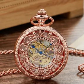 'Luxury of Time' Mechanical Hand-Wound Pocket Watch - Rose Gold