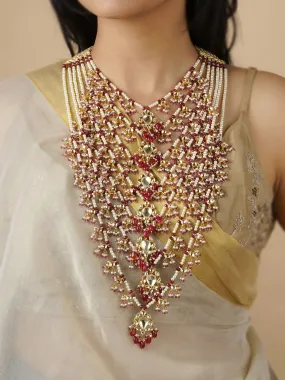 Maroon Color Gold Plated Jadau Kundan Necklace - MN162MR