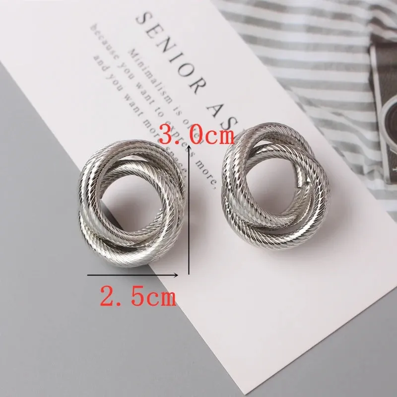 Metal Twist Knot Wind Earrings For Women Geometric Statement Brincos Maxi Party Vintage Christmas Gifts Punk Boho Jewelry