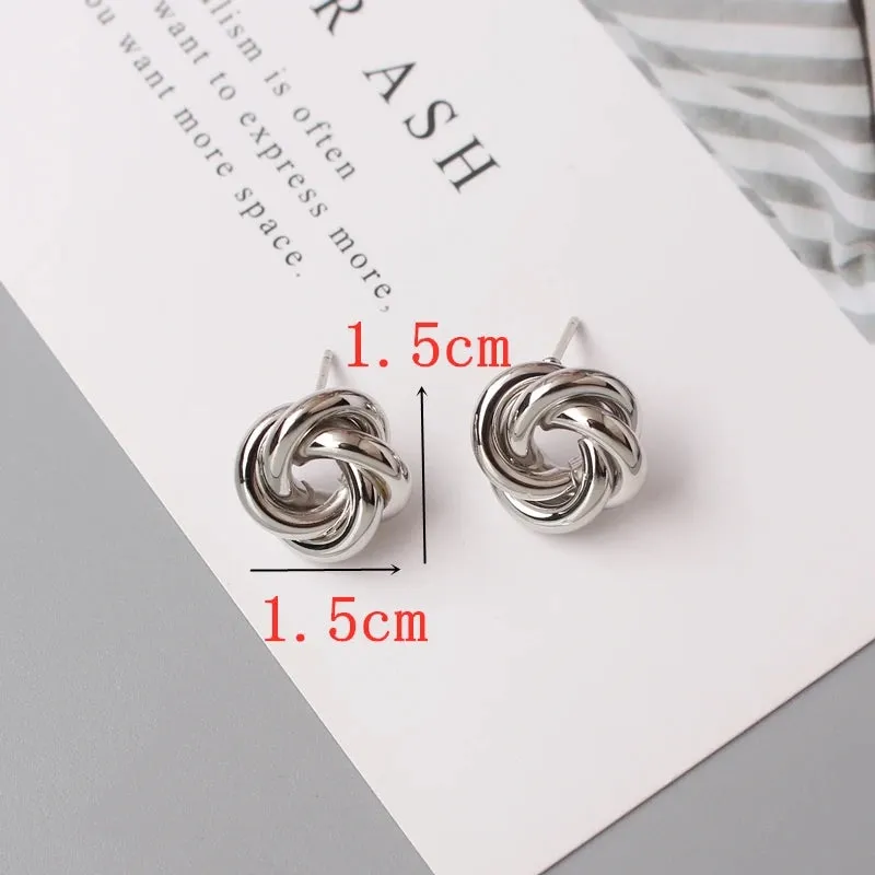 Metal Twist Knot Wind Earrings For Women Geometric Statement Brincos Maxi Party Vintage Christmas Gifts Punk Boho Jewelry