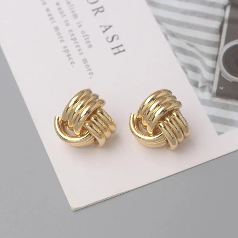 Metal Twist Knot Wind Earrings For Women Geometric Statement Brincos Maxi Party Vintage Christmas Gifts Punk Boho Jewelry