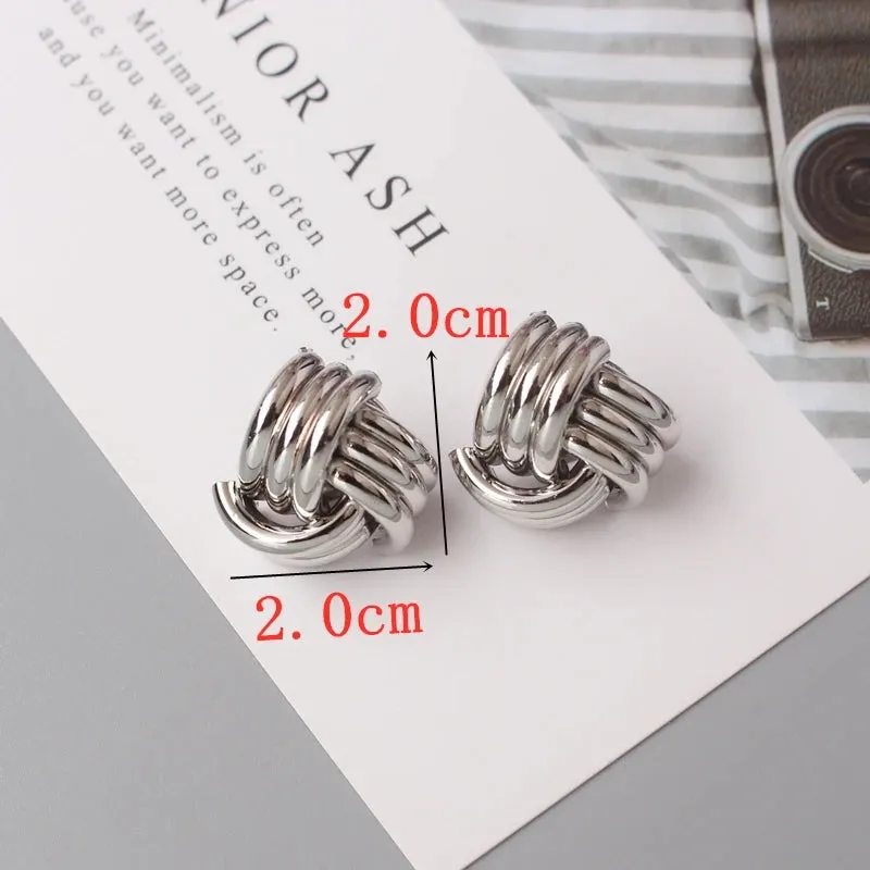 Metal Twist Knot Wind Earrings For Women Geometric Statement Brincos Maxi Party Vintage Christmas Gifts Punk Boho Jewelry