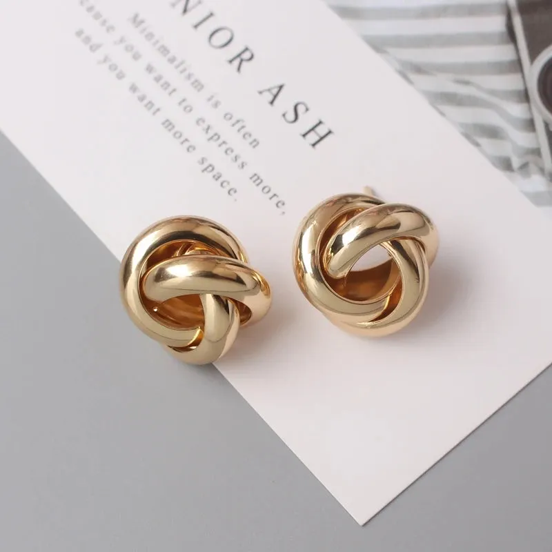 Metal Twist Knot Wind Earrings For Women Geometric Statement Brincos Maxi Party Vintage Christmas Gifts Punk Boho Jewelry