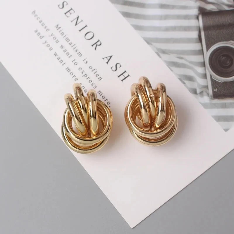 Metal Twist Knot Wind Earrings For Women Geometric Statement Brincos Maxi Party Vintage Christmas Gifts Punk Boho Jewelry