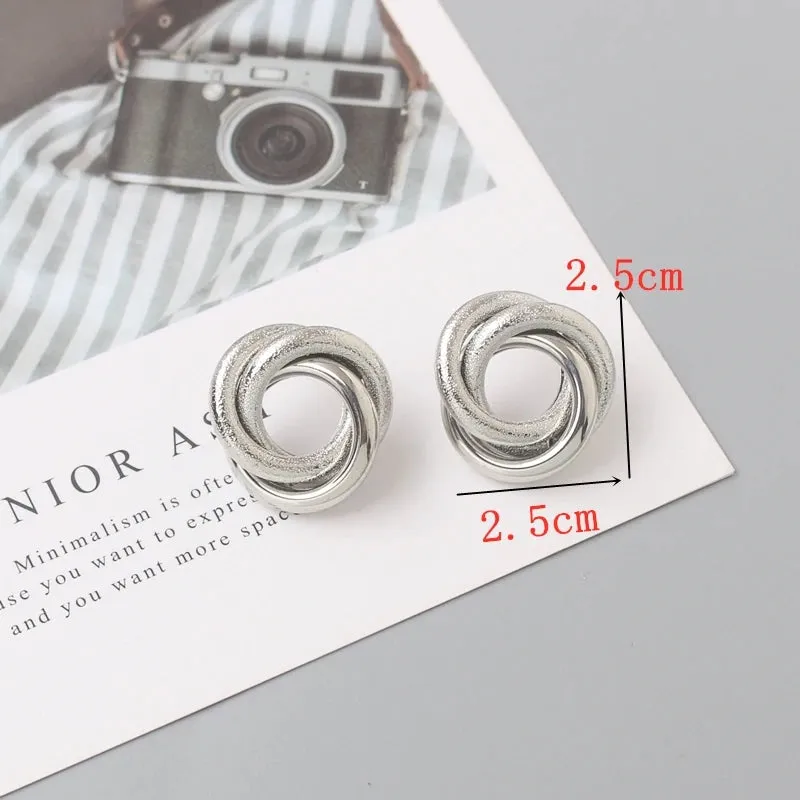 Metal Twist Knot Wind Earrings For Women Geometric Statement Brincos Maxi Party Vintage Christmas Gifts Punk Boho Jewelry