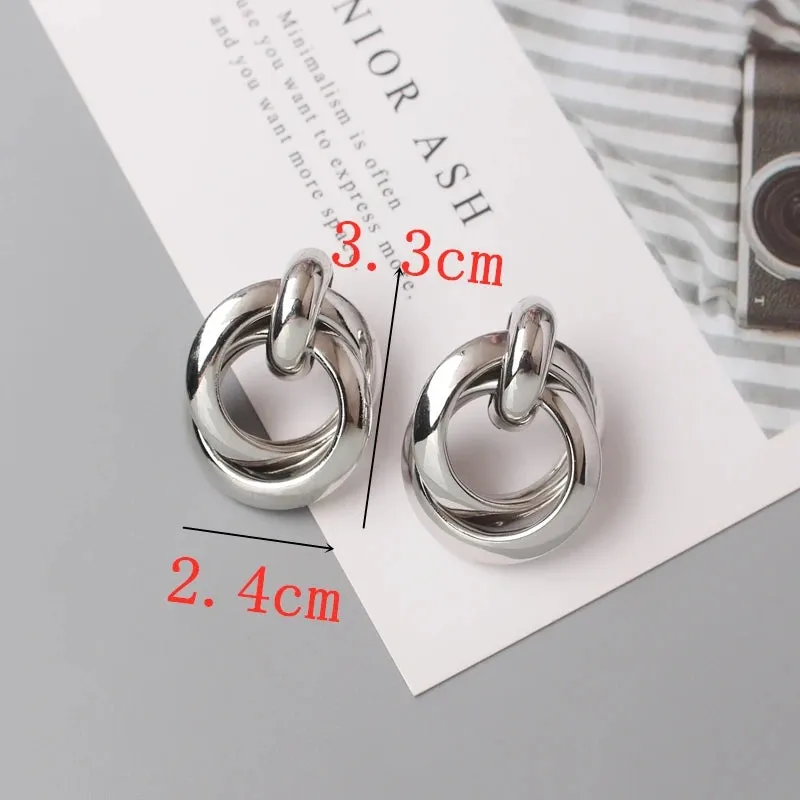 Metal Twist Knot Wind Earrings For Women Geometric Statement Brincos Maxi Party Vintage Christmas Gifts Punk Boho Jewelry