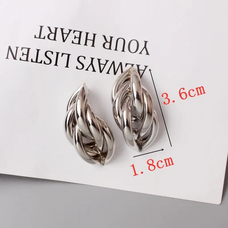 Metal Twist Knot Wind Earrings For Women Geometric Statement Brincos Maxi Party Vintage Christmas Gifts Punk Boho Jewelry