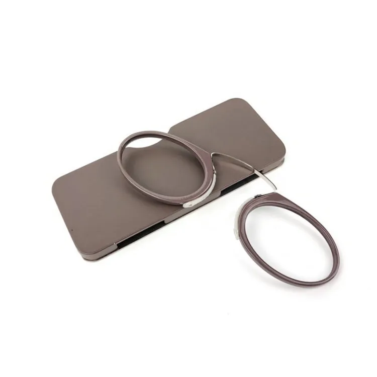 Mini Clip Nose Style Presbyopic Glasses without Temples, Positive Diopters: 2.50(Brown)