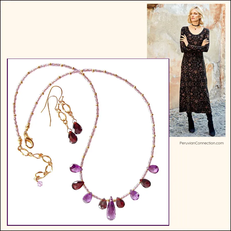 Mira: Jewel Tone Necklace with Cubic Zirconia Pendant