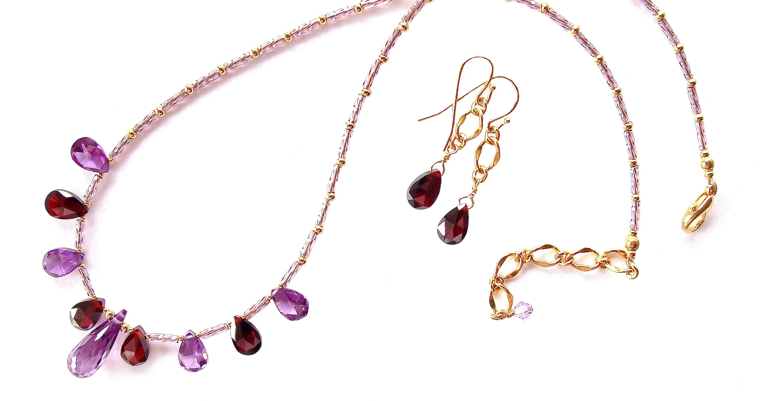 Mira: Jewel Tone Necklace with Cubic Zirconia Pendant